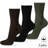 Happy Feet HF-19 Bavlnené dámske ponožky 3páry, hnedá/čierna/zelená-38 - 40