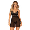Košieľka OBSESSIVE Chemeris Babydoll čierna XS/S