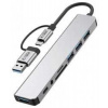 Tech-Protect HB06 8v1 | USB-C | 2x USB2.0 | 2x USB3.0 | SD/TF | AV 3.5 | hviezdna sivá