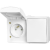 Zásuvka so stredovým ochranným kontaktom + vypínač/prepínač IP54 biela