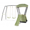 Hracia veža multifunkčná s 2 hojdačkami Ivy play tower double swing Exit Toys so stanom pieskoviskom a šmykľavkou kovová konštrukcia
