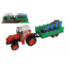 Traktor s vlekem s pluhem plast 53cm na setrvačník 2 barvy v blistru