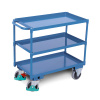 Stolový vozík DENIOS classic-line, 3 oceľové vane, ErgoStop, 845x495 mm, 500 kg