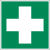 Značka Prvá pomoc, ISO 7010, fólia, fotoluminiscenčná, samolepka, 200 x 200 mm, BJ = 5 ks