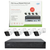 Súprava video sledovania PNI House IPMAX POE 3LR, NVR so 4 portami POE a 10 v sieti, ONVIF a 4 kamery s IP 3MP, vonkajšie, napájanie cez Ethernet, detekcia čipu, detekcia pohybu, 4 káble, napájanie, m