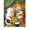 TSvetnoy, LG277e, Diamond painting - diamantové maľovanie, 40 x 50 cm, Mačky - Šťastná rodinka