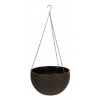 STREND PRO Garden Kvetináč Strend Pro Modern, visiaci, závesný, hnedý, 26x16cm, s retiazkou a vešiakom