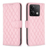 Peňaženkové kožené puzdro Diamond Lattice na Xiaomi Redmi Note 13 - Ružová