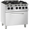 Plynový sporák 4 hořáky s plynovou troubou, 800x730x910 mm | BARTSCHER, 1582011 inox;černá