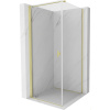 Mexen Mist-B, 1-krídlový výklopný sprchový kút 75 x 75 cm, číre sklo, zlatý matný profil, 8A2T-075-075-55-00