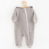 Dojčenský mušelínový overal s kapucňou New Baby Comfort clothes sivá Sivá 56 (0-3m)