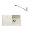 SET373 - Gránitový drez Blanco Sona 45 S biela soft + Kuchynská batéria Rosan King JA381001 chróm