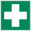 Značka Prvá pomoc, ISO 7010, fólia, fotoluminiscenčná, samolepka, 100 x 100 mm, BJ = 5 ks
