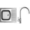 Set Sinks (dřez Short 580 M 0,5 mm, matný + baterie Vitalia Chrom - lesklý) SH580MVICL