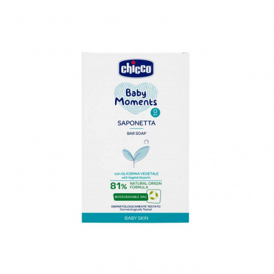 CHICCO Mydlo na ruky tuhé s rastlinným glycerínom Baby Moments 81 % prírodných zložiek 100 g