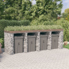 vidaXL Gabiónová stena na smetný kôš 350x91x120 cm, pozinkované železo - Srieborná - 10519-152276