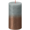 Strend Pro Sviečka Bolsius Rustic, valcová, vianočná Sunset Eucalyptus Green + Copper, 130/68 mm