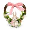 DECOLED Prútený veľkonočný veniec v tvare srdca, 28 × 28 × 8 cm, prútie, kvety a zajac, vonkajší