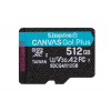 Kingston MicroSDXC karta 512GB Canvas Go! Plus, R:200/W:160MB/s, Class 10, UHS-I, U3, V30, A2 + Adaptér SDCG4/512GB