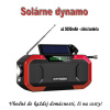 Multifunkčné solárne LED dynamo s kľukou, powerbankou, rádiom, bluetooth a displejom - červené
