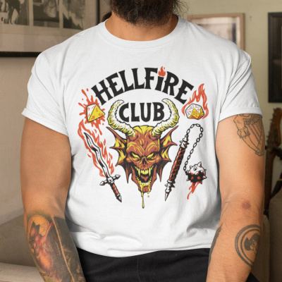 Tričko s potlačou STRANGER THINGS HELLFIRE CLUB Pánsky Biela 134 cm/8 rokov