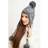 Legínovo Dámska zimná čiapka s brmbolcami K431 biela Farba: Sivá, Veľkosť: UNI