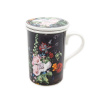 Hrnček porcelán so sitkom a viečkom 320ml KVEŤ ČIERNA