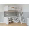 Biela vyvýšená posteľ SIMONE s rebríkom a policou 90x200 cm