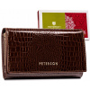 Peňaženka - Peterson Peterson Wallet Prírodná koža hnedá PTN CR-466-1444 Produkt Brow-Womens (Peterson veľká dámska kožená peňaženka Croco RFID)