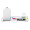 AppleMix Stojan / Qi bezdrôtová nabíjačka / hodiny 4v1 - pre Apple iPhone + hodinky + bezdrôtové slúchadlá AirPods + hodiny - biely