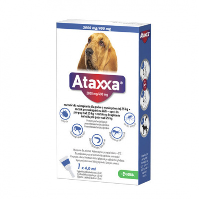 ATAXXA 2000 mg/400 mg (psy nad 25 kg) roztok 4 ml - Ataxxa spot-on Dog XL nad 25 kg 2000/400 mg 1 x 4 ml