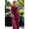 Fialové trblietavé maxi dlhé šaty Chiara 299-19 - Fuchsia brokát / S 299-19