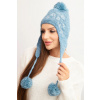 Legínovo Dámska zimná čiapka s brmbolcami K431 biela Farba: Tyrkysová, Veľkosť: UNI