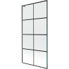 Mexen Next L vaňová zástenna 1-krídlová 90 x 150 cm, čierny vzor, brúsená gun gray - 895-090-000-03-77-66