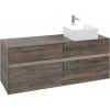 VILLEROY & BOCH Collaro závesná skrinka pod umývadlo na dosku (umývadlo vpravo), 4 zásuvky, s LED osvetlením, 1400 x 500 x 548 mm, Stone Oak, C047B0RK