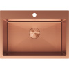 Mexen Solix, 1-komorový nerezový drez 650 x 450 mm, brúsená meď, vzor voština, 6403651000-65HC