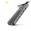 Axagon AXAGON HMC-7HX2, USB 5Gbps hub, 2x USB-A, USB-C, 2x HDMI 4k/60Hz, RJ-45 GLAN, PD 100W, kabel USB-C 15cm