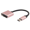 XZT audio a napájací adaptér 2v1 / USB-C / 3.5mm Jack + USB-C / ružový
