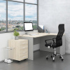 Rauman Zostava kancelárskeho nábytku SimpleOffice 2, 140 cm, pravá, dub svetlý / sivá
