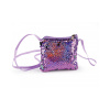 Dievčenská kabelka / puzdro na krk s flitrami 11x10 cm - 1 ks 4 fialová lila zelená