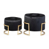 Čierny štýlový pouffe sedák 2 kusy - zlaté nohy