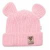 Baby Nellys Pletená bavlněná čiapka s uškami, dvojvrstvová, Hand Made Baby Nellys, ružová Velikost koj. oblečení: 56/62 (0-3m)