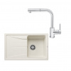 SET375 - Gránitový drez Blanco Sona 45 S biela soft + Kuchynská batéria Rosan Zerro JZ38601 chróm