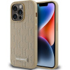 Karl Lagerfeld PU kožený zadný kryt Monogram Metal Logo Magsafe pre iPhone 15 Pro Max Beige