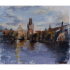 Večerná Praha - Akad. mal. Igor Navrotskyi, originálny, ručne maľovaný obraz M (do veľkosti 65x65cm) Viac farieb