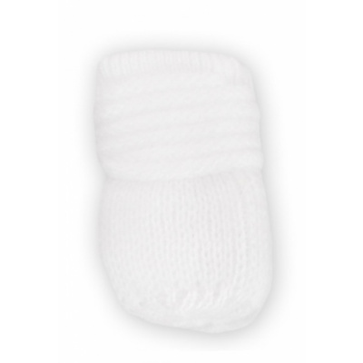 BABY NELLYS Zimné pletené dojčenské rukavičky - biele Veľkosť: 56-68 (0-6 m)