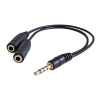 Audio Redukcia, Jack, Jack (3,5 mm) M (4-pólový)-Jack (3,5 mm) 2x F, 0.2, stereo, czarna