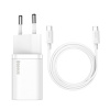 Nabíjacia súprava 2v1 BASEUS pre Apple MacBook / iPad - EÚ adaptér + kábel USB-C 1 m - 25 W - biely