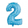 Godan Fóliový balón číslo 2 s hviezdičkami modrá 65 cm