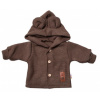 Elegantný pletený svetrík s gombíkmi a kapucňou s uškami Baby Nellys, hnedý, veľ. 80, 80 (9-12m)